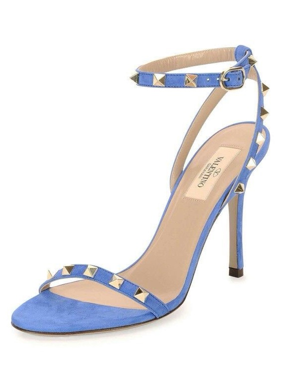 Valentino Rockstud Suede Naked Ankle Strap Sandal Size 37